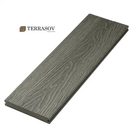 Террасная доска TERRASOV MASSIVE 3D полнотелая серый