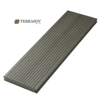 Террасная доска TERRASOV MASSIVE 3D полнотелая серый